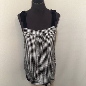 Kate Spade Black White Gingham Bow Strap Tank Top Small
